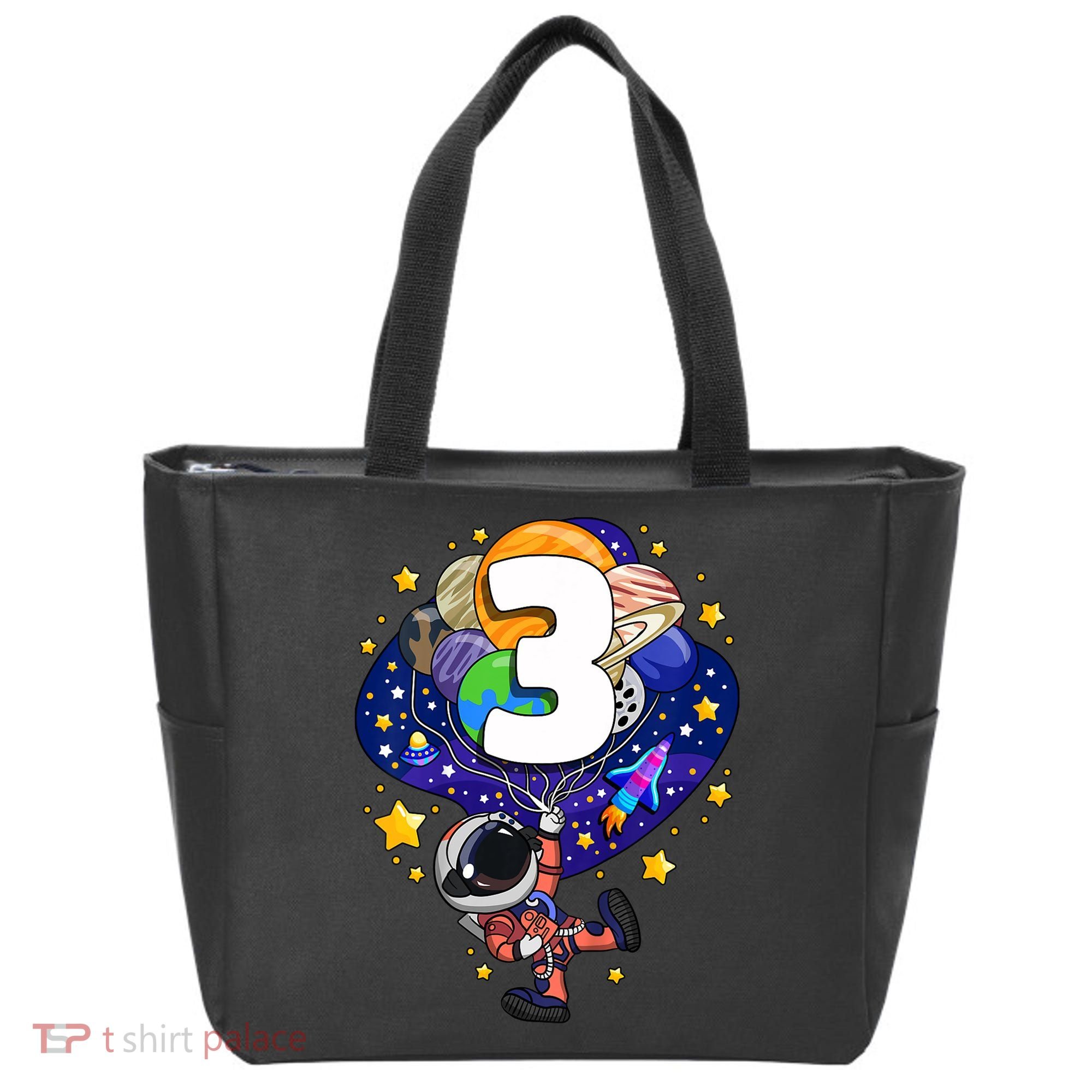Outer Space Astronaut 3rd Birthday Boy 3 Year Old Three Funny Gift Tote Bag