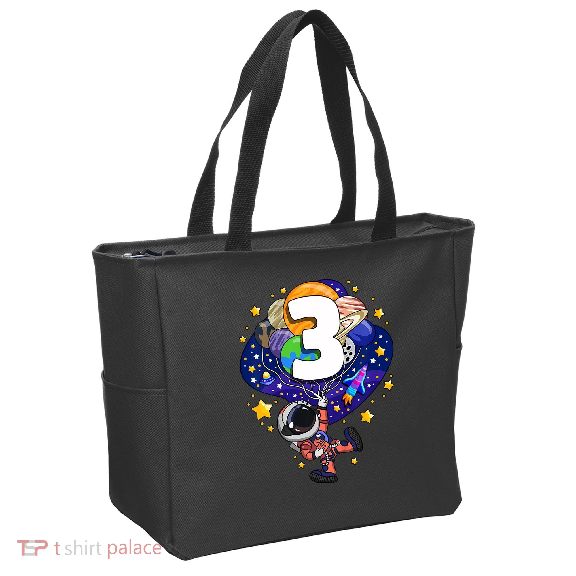 Outer Space Astronaut 3rd Birthday Boy 3 Year Old Three Funny Gift Tote Bag