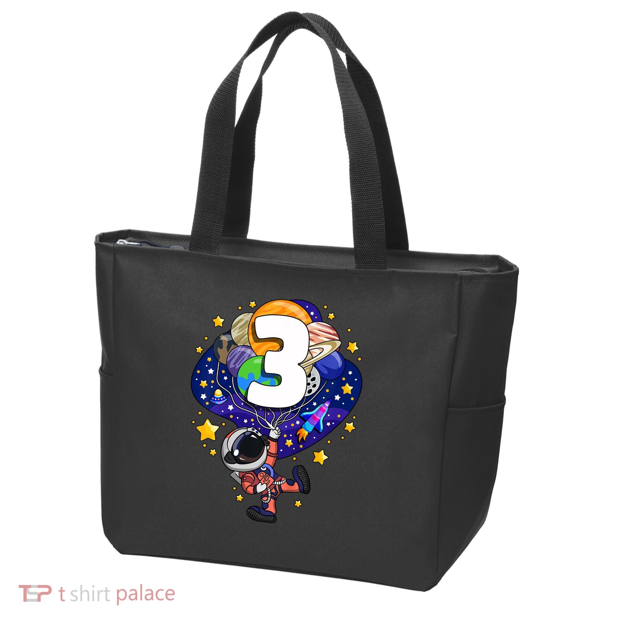 Outer Space Astronaut 3rd Birthday Boy 3 Year Old Three Funny Gift Tote Bag