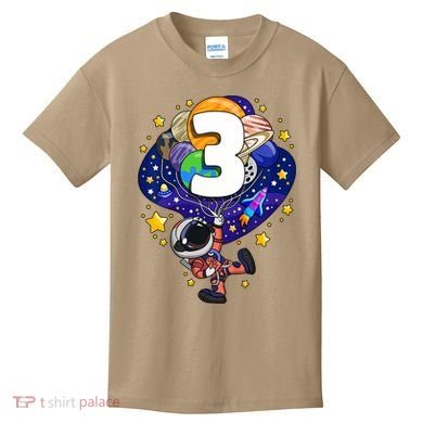 Outer Space Astronaut 3rd Birthday Boy 3 Year Old Three Funny Gift Kids T-Shirt