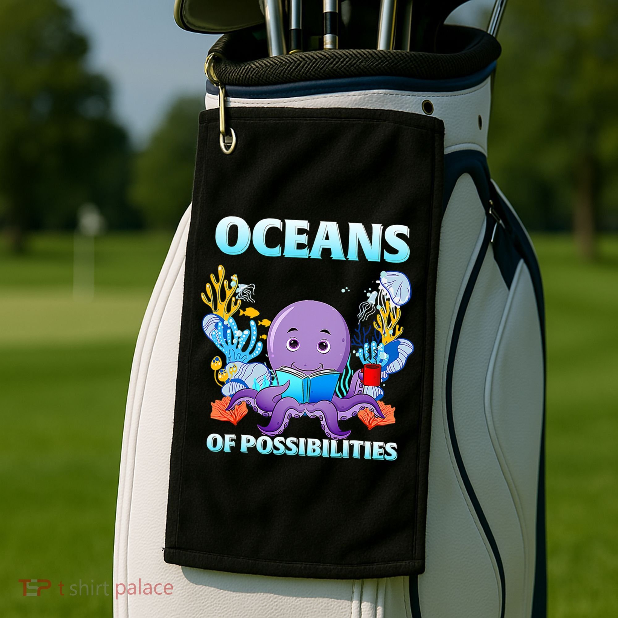 Octopus Sea Animal Summer Reading Oceans Of Possibilities Gift Golf Towel