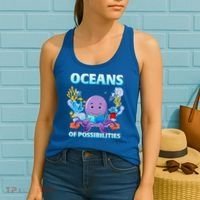 Octopus Sea Animal Summer Reading Oceans Of Possibilities Gift Women's Tank Top thumb 2