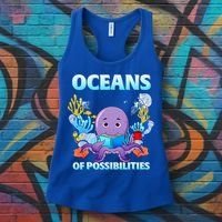 Octopus Sea Animal Summer Reading Oceans Of Possibilities Gift Women's Tank Top thumb 3