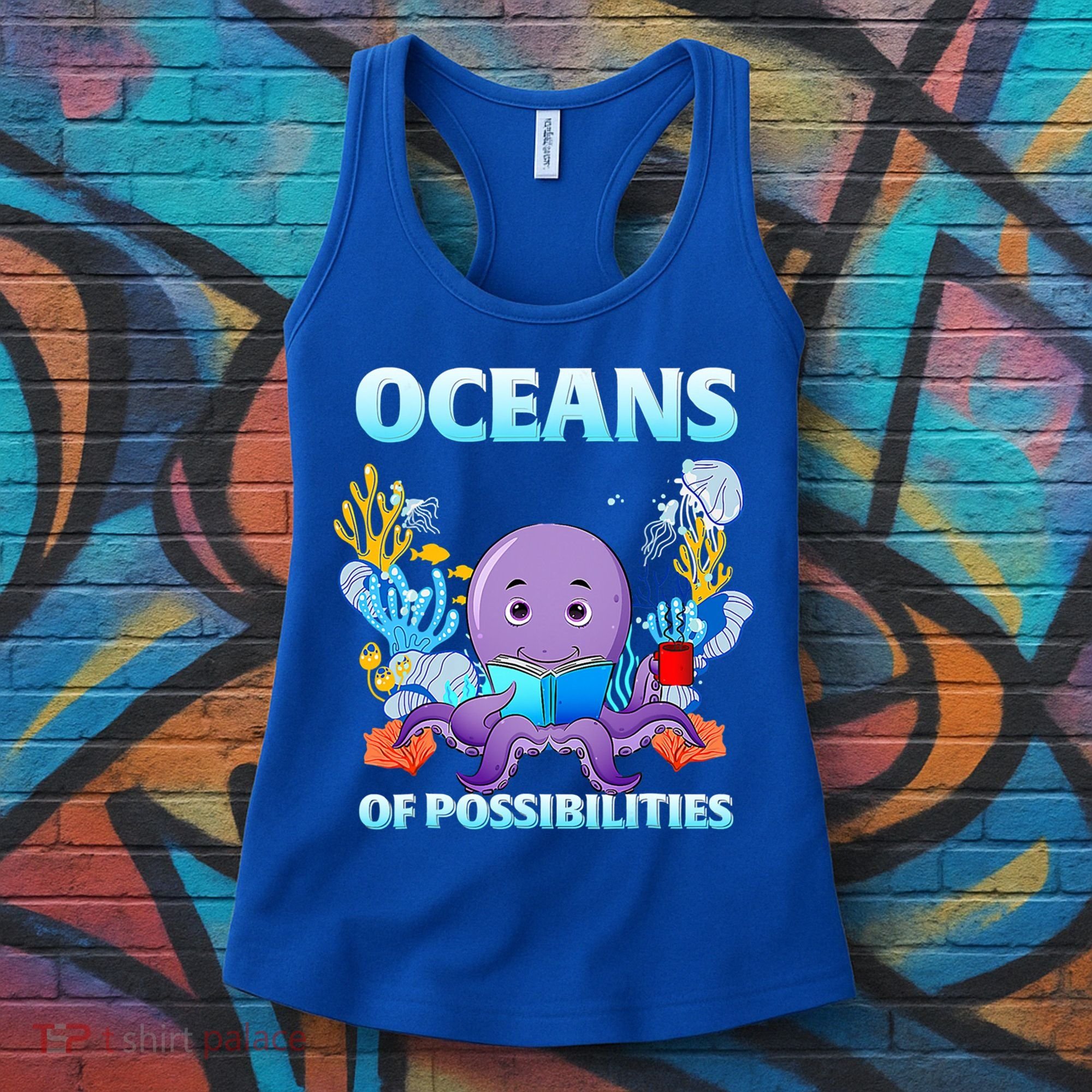 Octopus Sea Animal Summer Reading Oceans Of Possibilities Gift Women's Tank Top