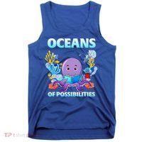 Octopus Sea Animal Summer Reading Oceans Of Possibilities Gift Tank Top thumb 0