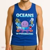 Octopus Sea Animal Summer Reading Oceans Of Possibilities Gift Tank Top thumb 3