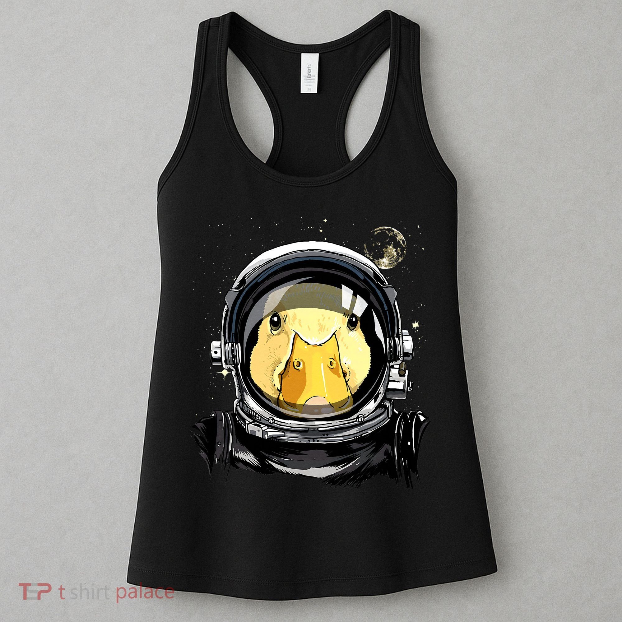 Outer Space Astronaut Duck Face Galaxy Waterfowl Hunting Women's Tank Top