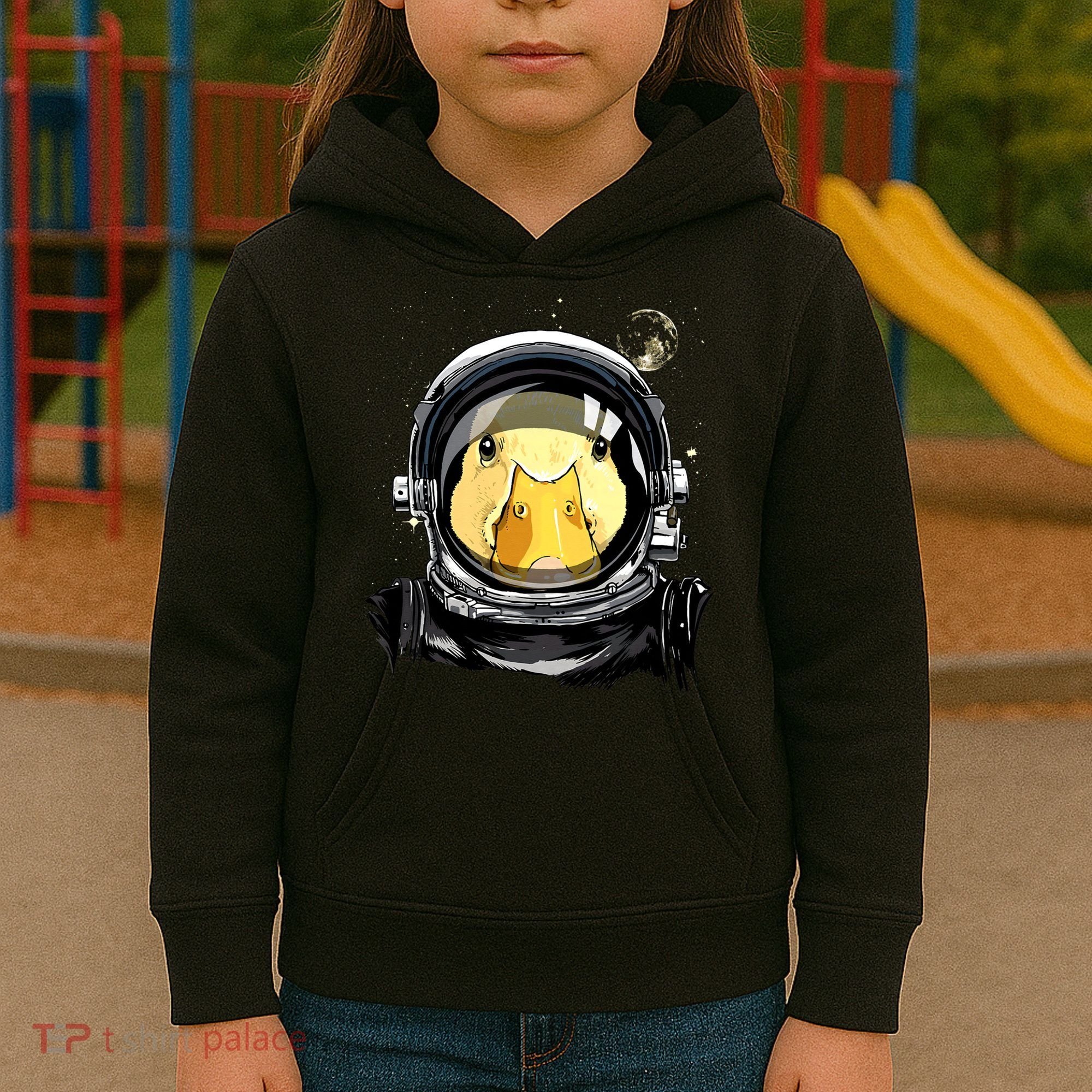 Outer Space Astronaut Duck Face Galaxy Waterfowl Hunting Kids Hoodie
