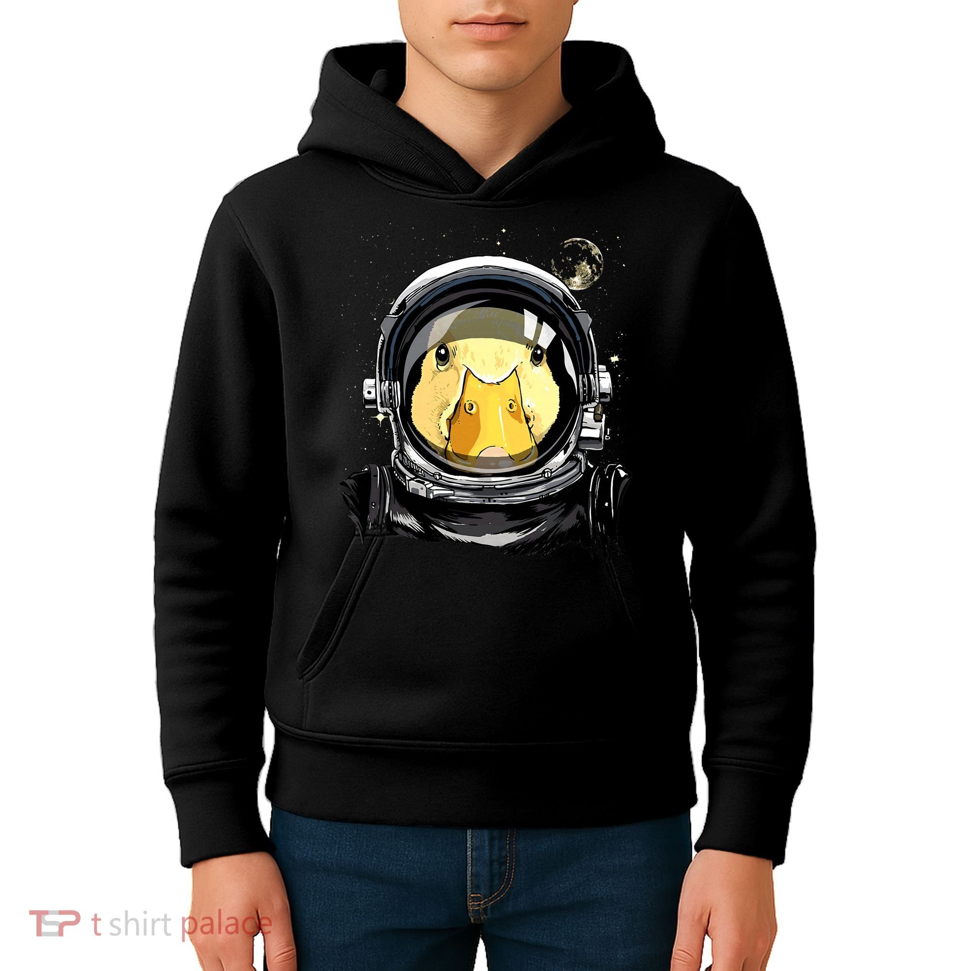 Outer Space Astronaut Duck Face Galaxy Waterfowl Hunting Kids Hoodie