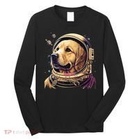 Outer Space Astronaut Golden Retriever Lover Dog Lover Long Sleeve Shirt thumb 0