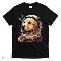 Outer Space Astronaut Golden Retriever Lover Dog Lover T-Shirt thumb 0