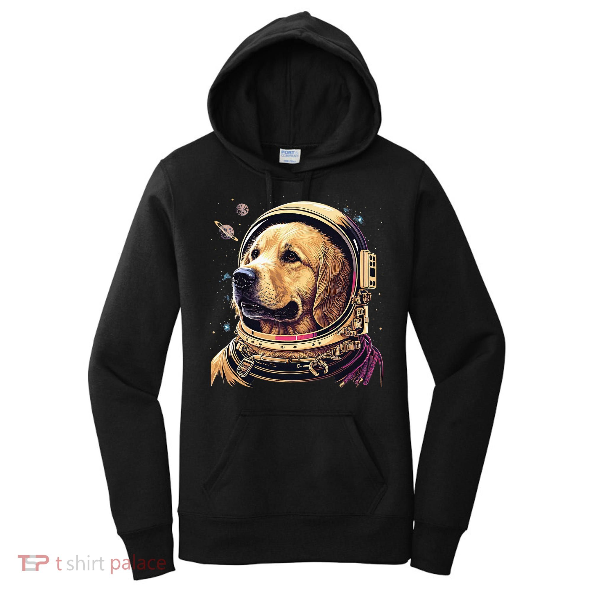 Outer Space Astronaut Golden Retriever Lover Dog Lover Women's Hoodie