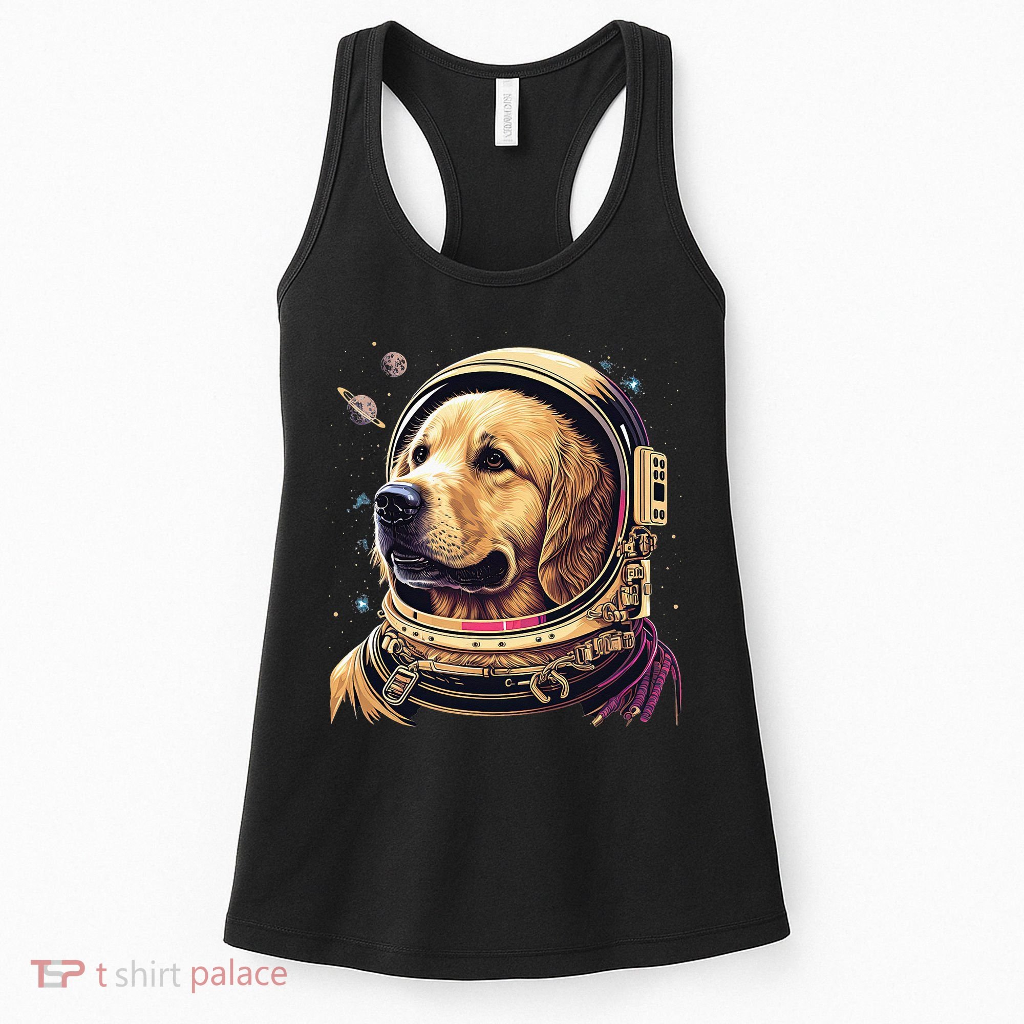 Outer Space Astronaut Golden Retriever Lover Dog Lover Women's Tank Top