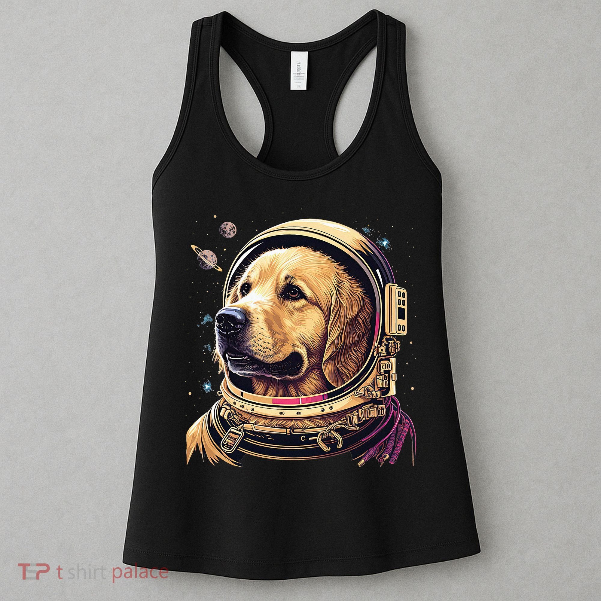 Outer Space Astronaut Golden Retriever Lover Dog Lover Women's Tank Top