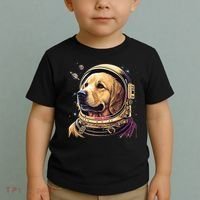 Outer Space Astronaut Golden Retriever Lover Dog Lover Toddler T-Shirt thumb 2