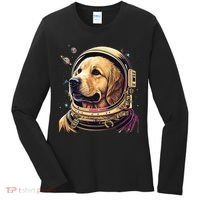Outer Space Astronaut Golden Retriever Lover Dog Lover Women's Long Sleeve Shirt thumb 0