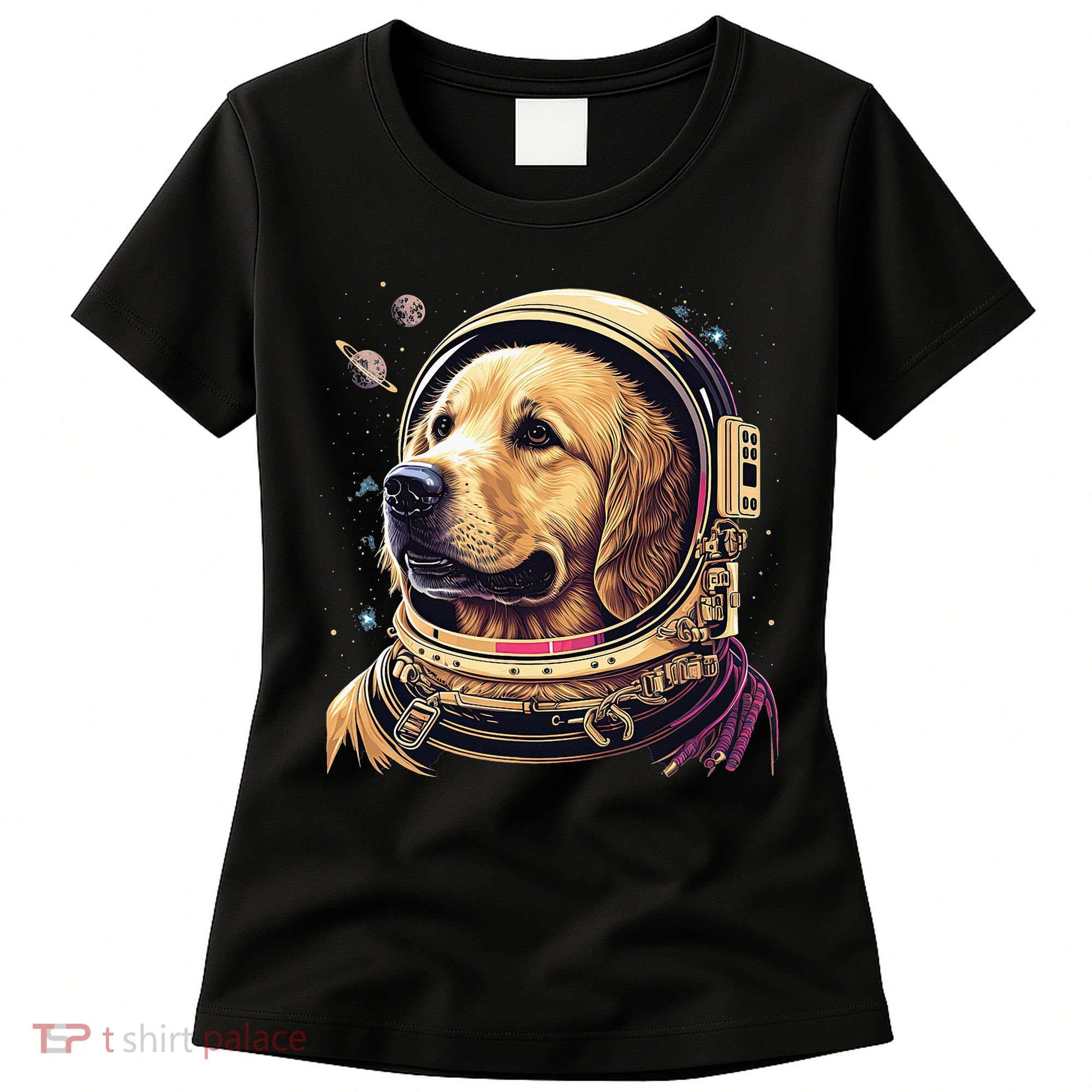 Outer Space Astronaut Golden Retriever Lover Dog Lover Women's T-Shirt