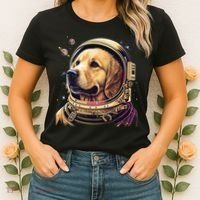 Outer Space Astronaut Golden Retriever Lover Dog Lover Women's T-Shirt thumb 2