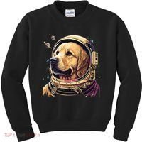 Outer Space Astronaut Golden Retriever Lover Dog Lover Kids Sweatshirt thumb 0