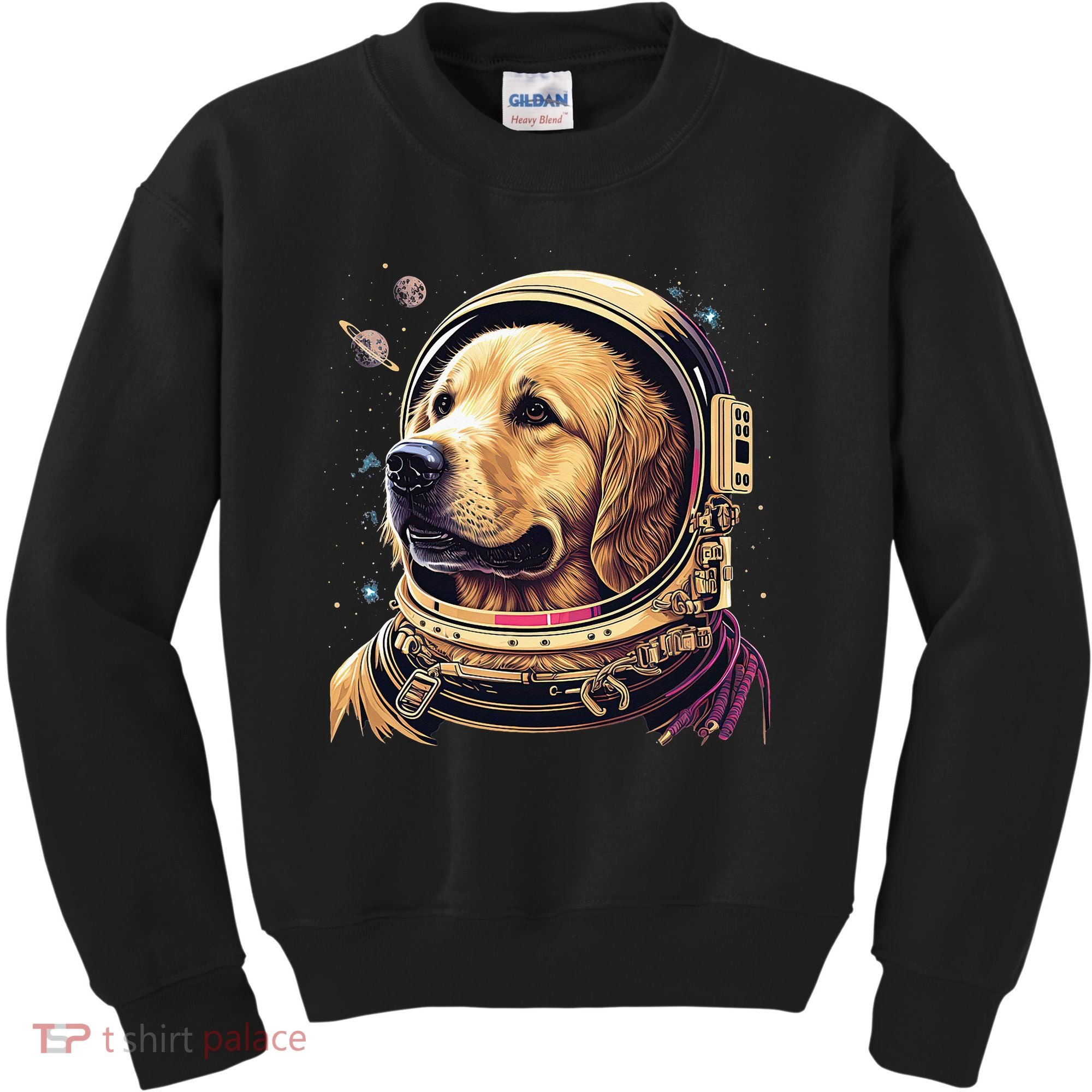 Outer Space Astronaut Golden Retriever Lover Dog Lover Kids Sweatshirt