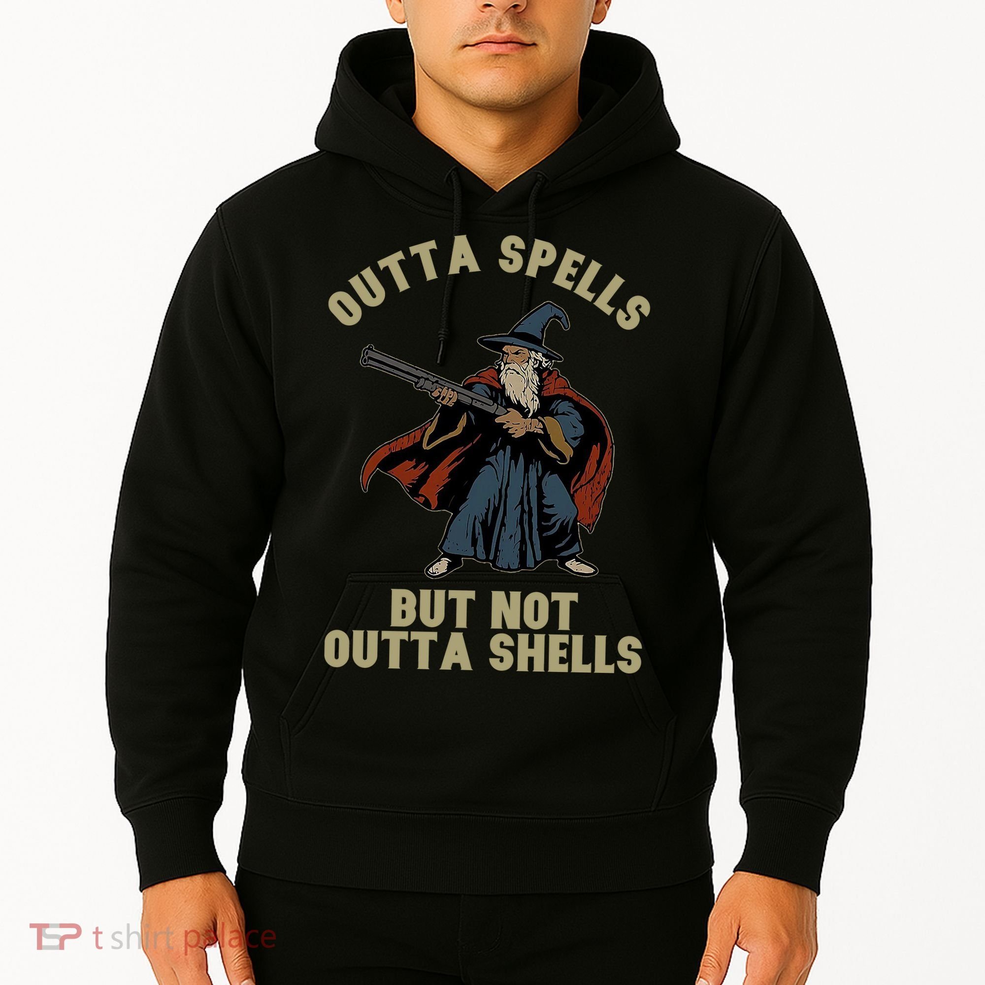 Outta Spells But Not Outta Shells Wizard Fantasy Meme Hoodie