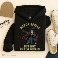 Outta Spells But Not Outta Shells Wizard Fantasy Meme Hoodie thumb 4
