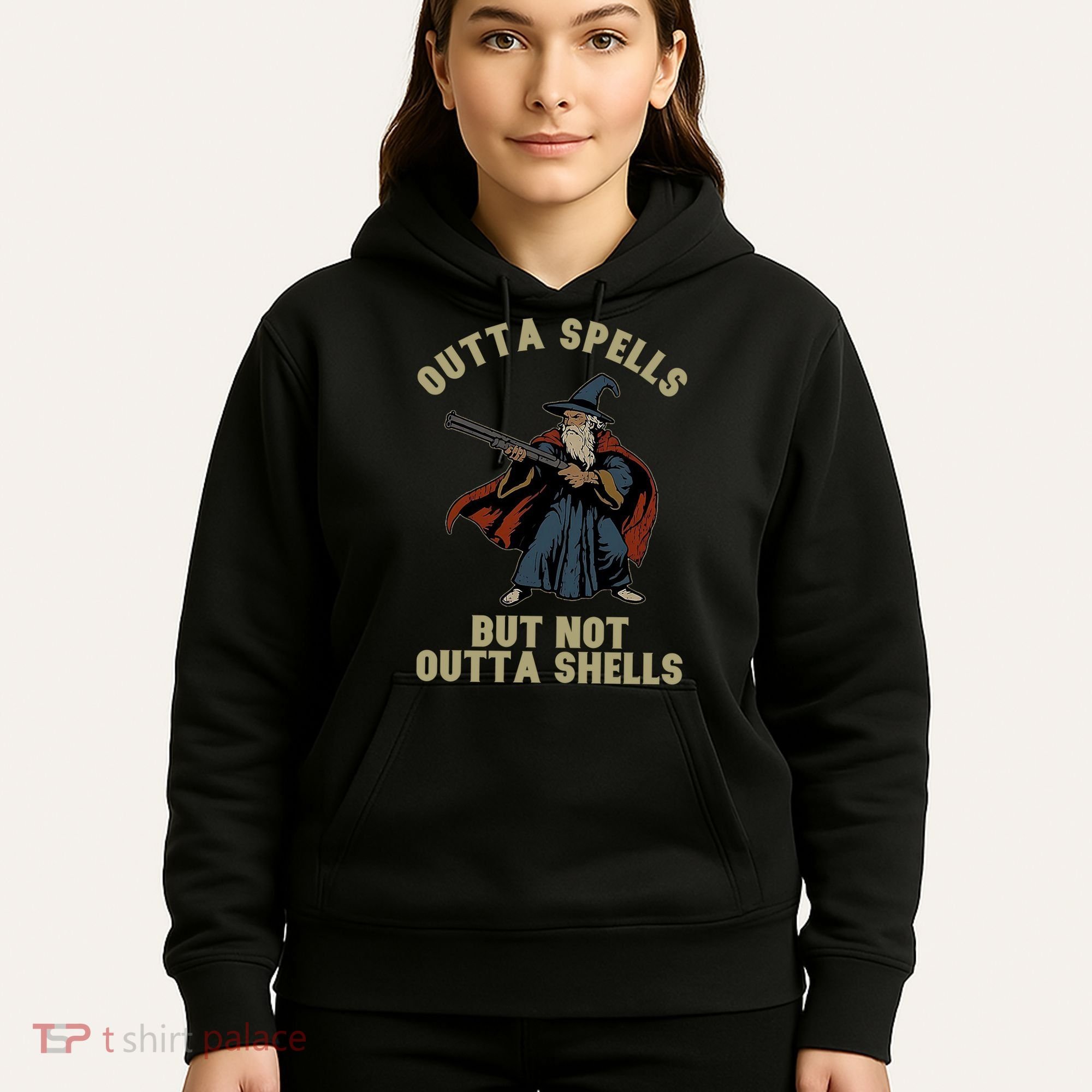 Outta Spells But Not Outta Shells Wizard Fantasy Meme Hoodie