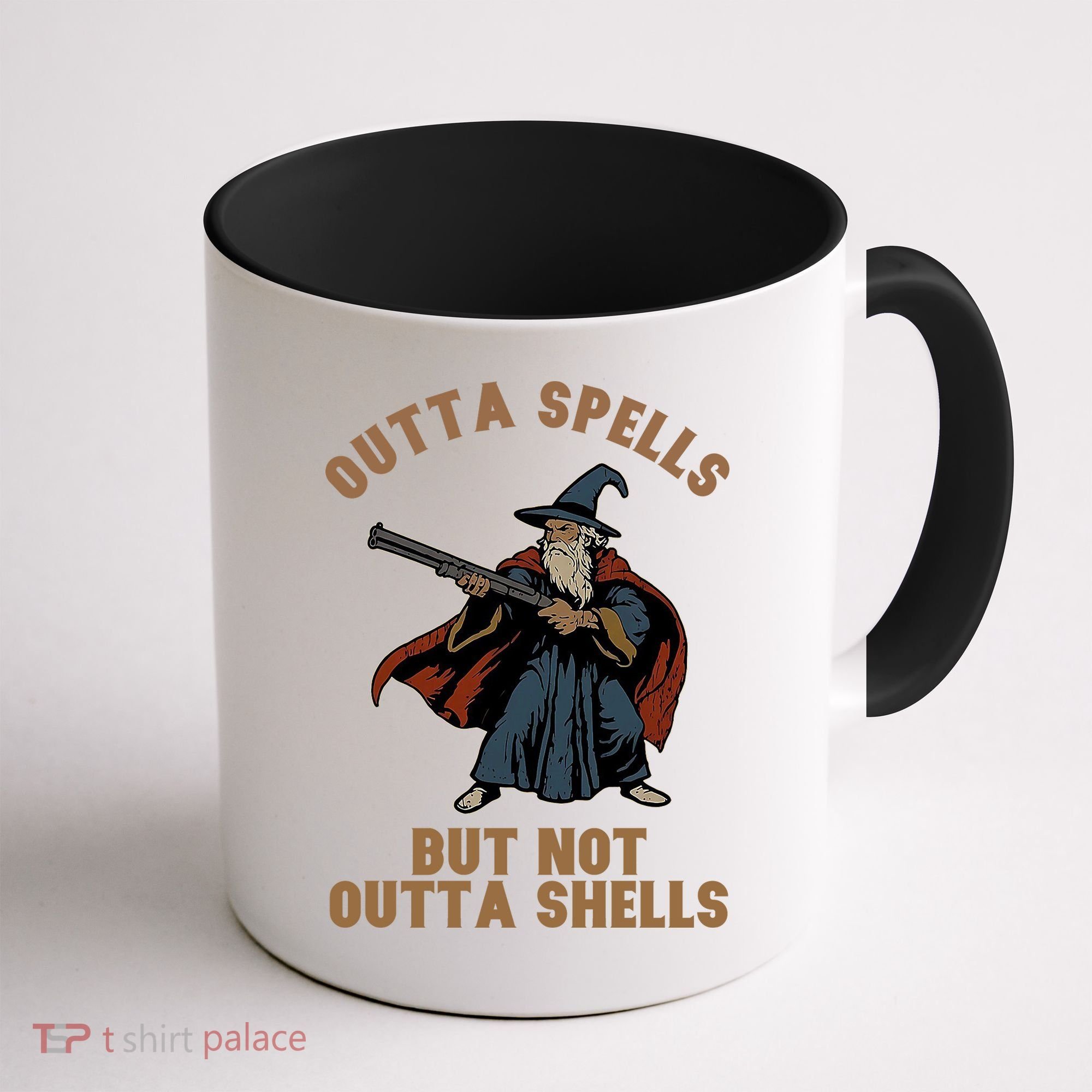 Outta Spells But Not Outta Shells Wizard Fantasy Meme Coffee Mug