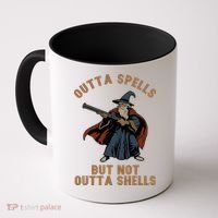 Outta Spells But Not Outta Shells Wizard Fantasy Meme Coffee Mug thumb 0