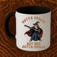 Outta Spells But Not Outta Shells Wizard Fantasy Meme Coffee Mug thumb 2