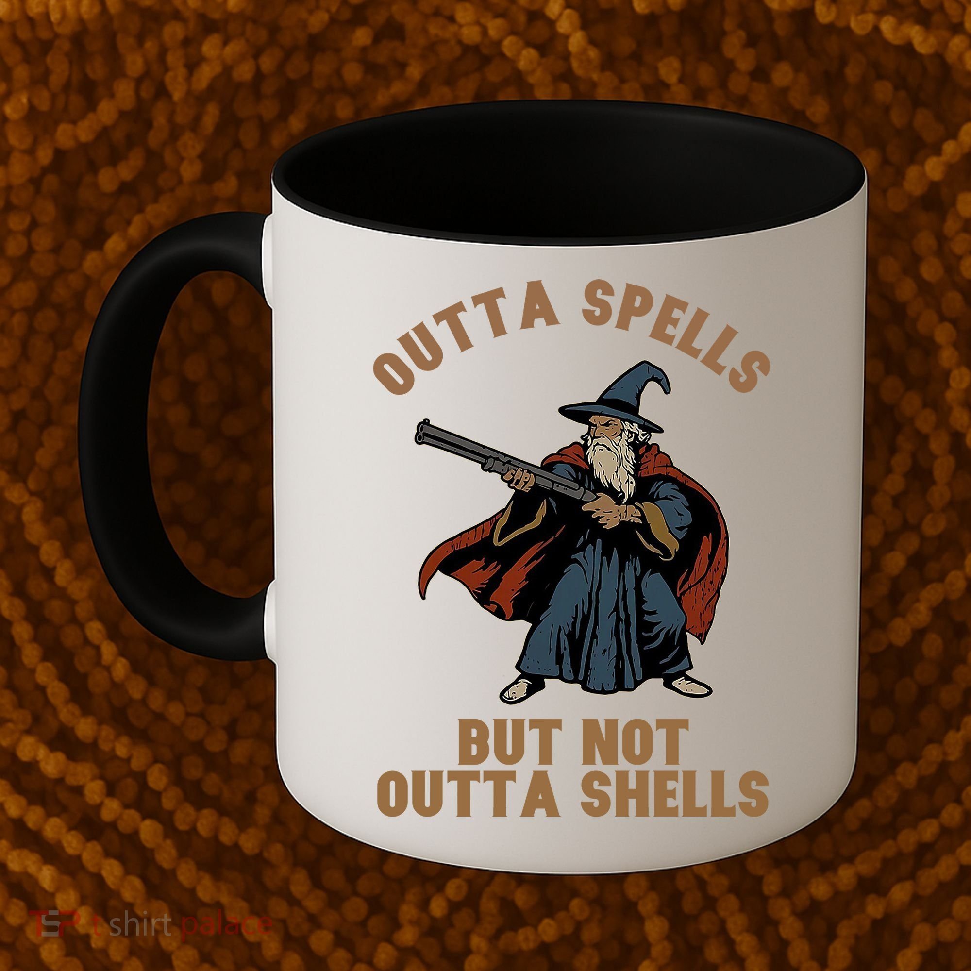 Outta Spells But Not Outta Shells Wizard Fantasy Meme Coffee Mug