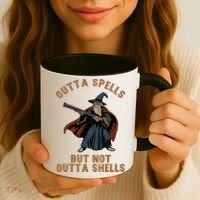 Outta Spells But Not Outta Shells Wizard Fantasy Meme Coffee Mug thumb 3