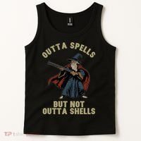 Outta Spells But Not Outta Shells Wizard Fantasy Meme Tank Top thumb 2