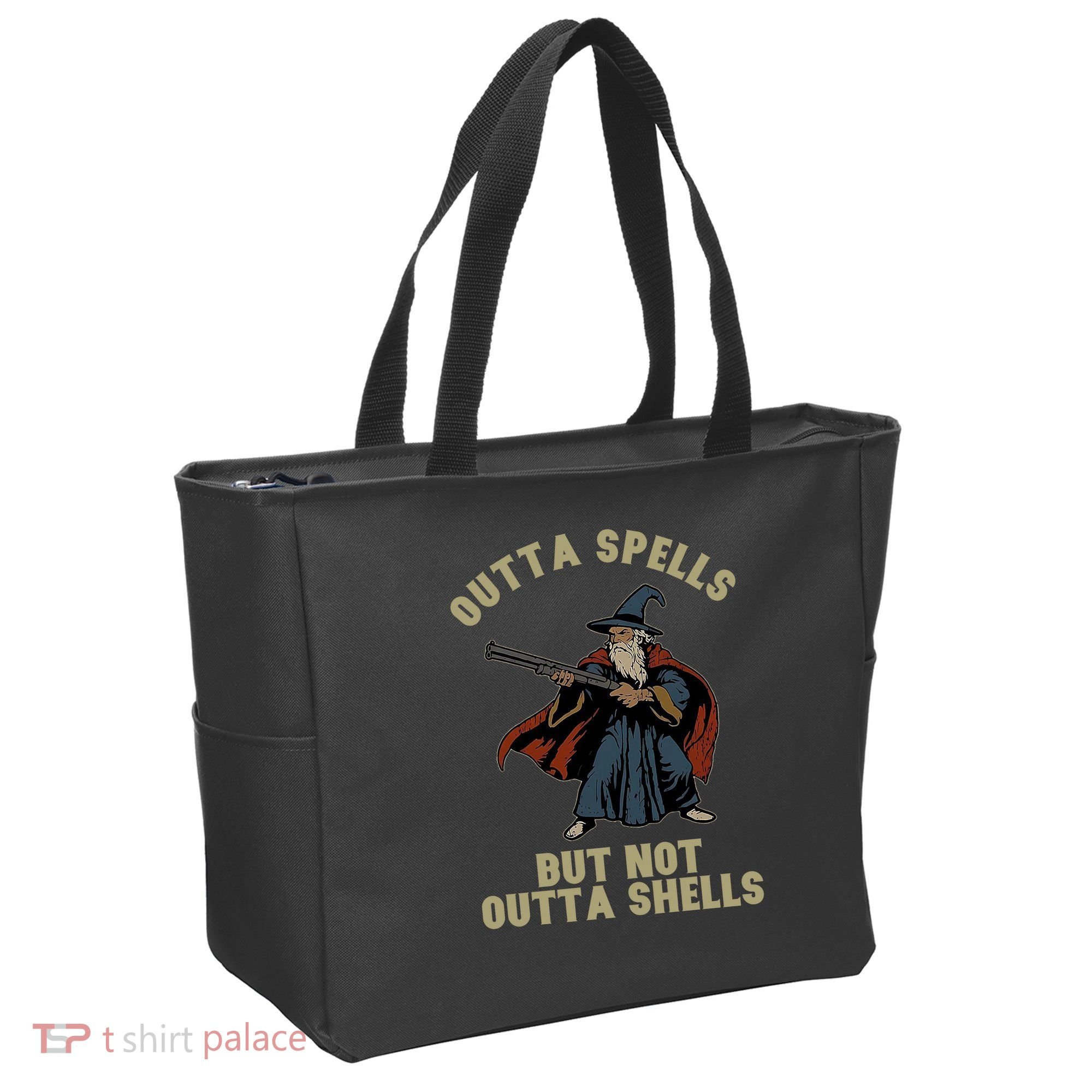 Outta Spells But Not Outta Shells Wizard Fantasy Meme Tote Bag