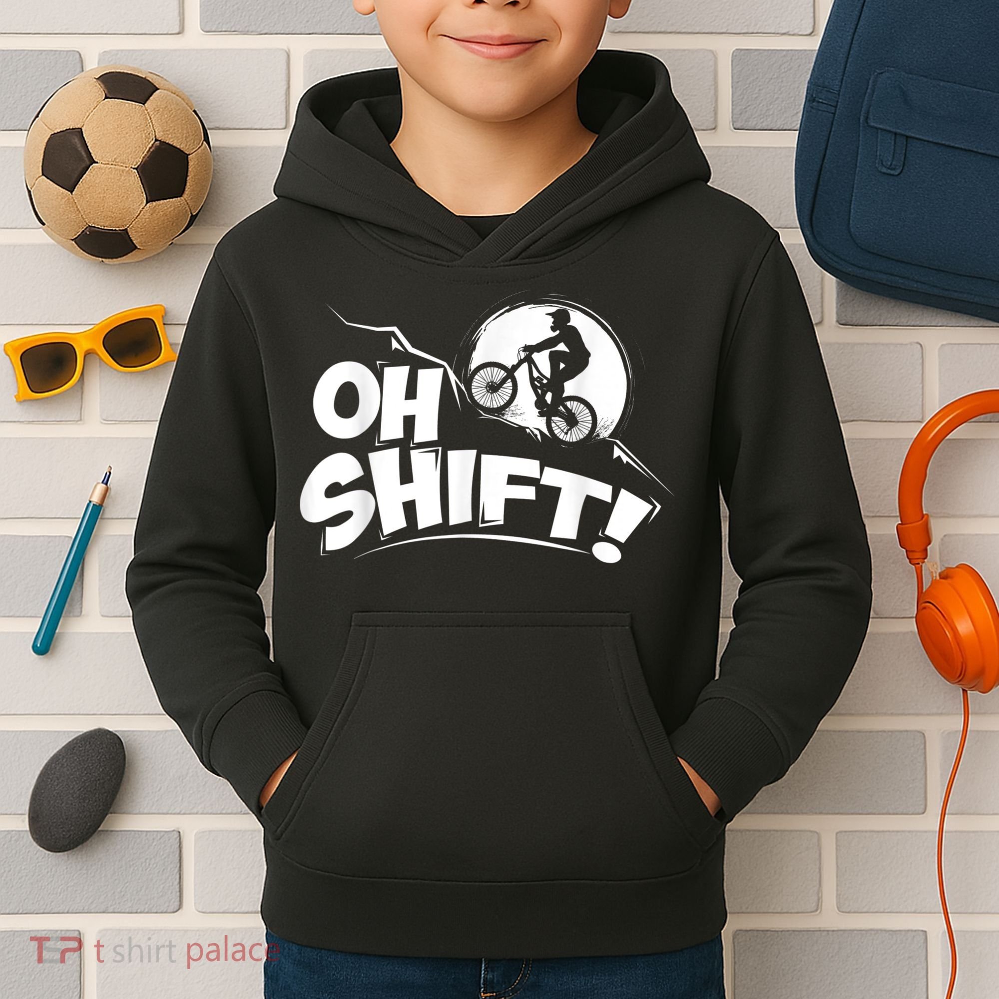 Oh Shift! Bicycle For Bike Riders & Cyclists Kids Hoodie