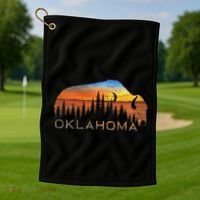Oklahoma Sunset Buffalo Golf Towel thumb 1