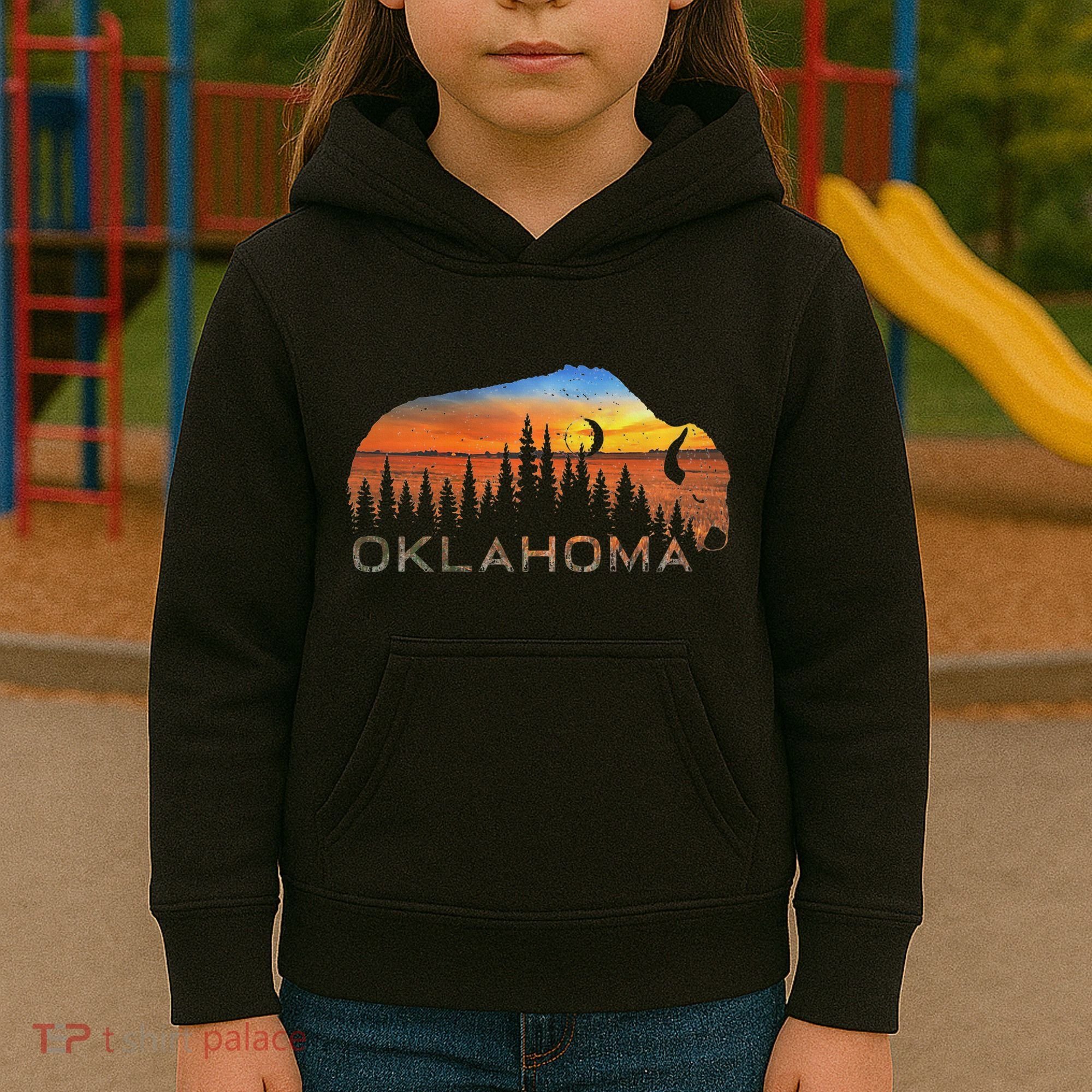 Oklahoma Sunset Buffalo Kids Hoodie