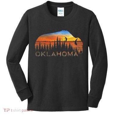 Oklahoma Sunset Buffalo Kids Long Sleeve Shirt