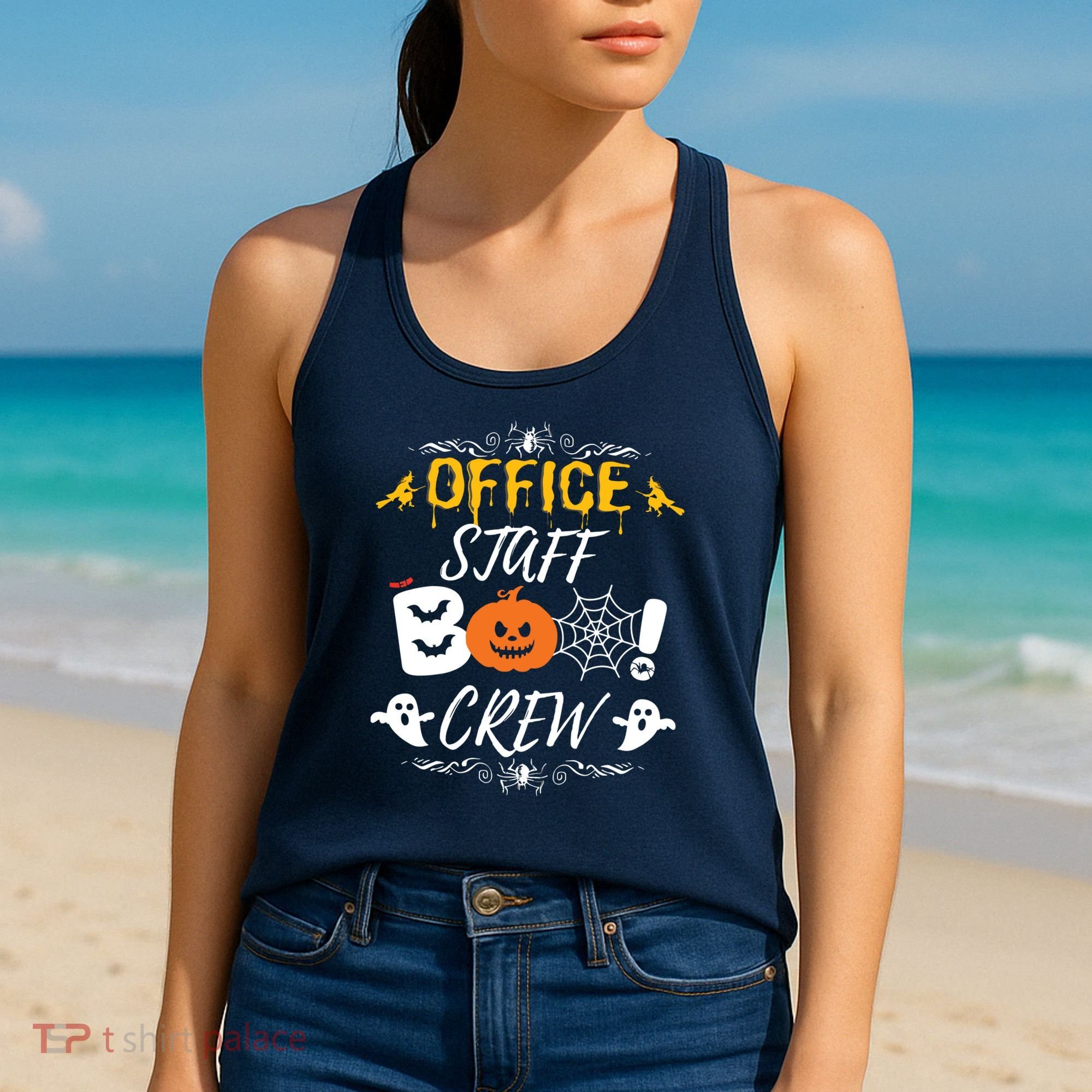 Office Staff Boo Crew Funny Halloween Matching Costume Women's Tank Top