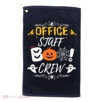 Office Staff Boo Crew Funny Halloween Matching Costume Golf Towel thumb 0