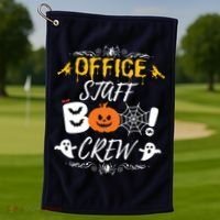 Office Staff Boo Crew Funny Halloween Matching Costume Golf Towel thumb 1