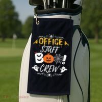 Office Staff Boo Crew Funny Halloween Matching Costume Golf Towel thumb 2