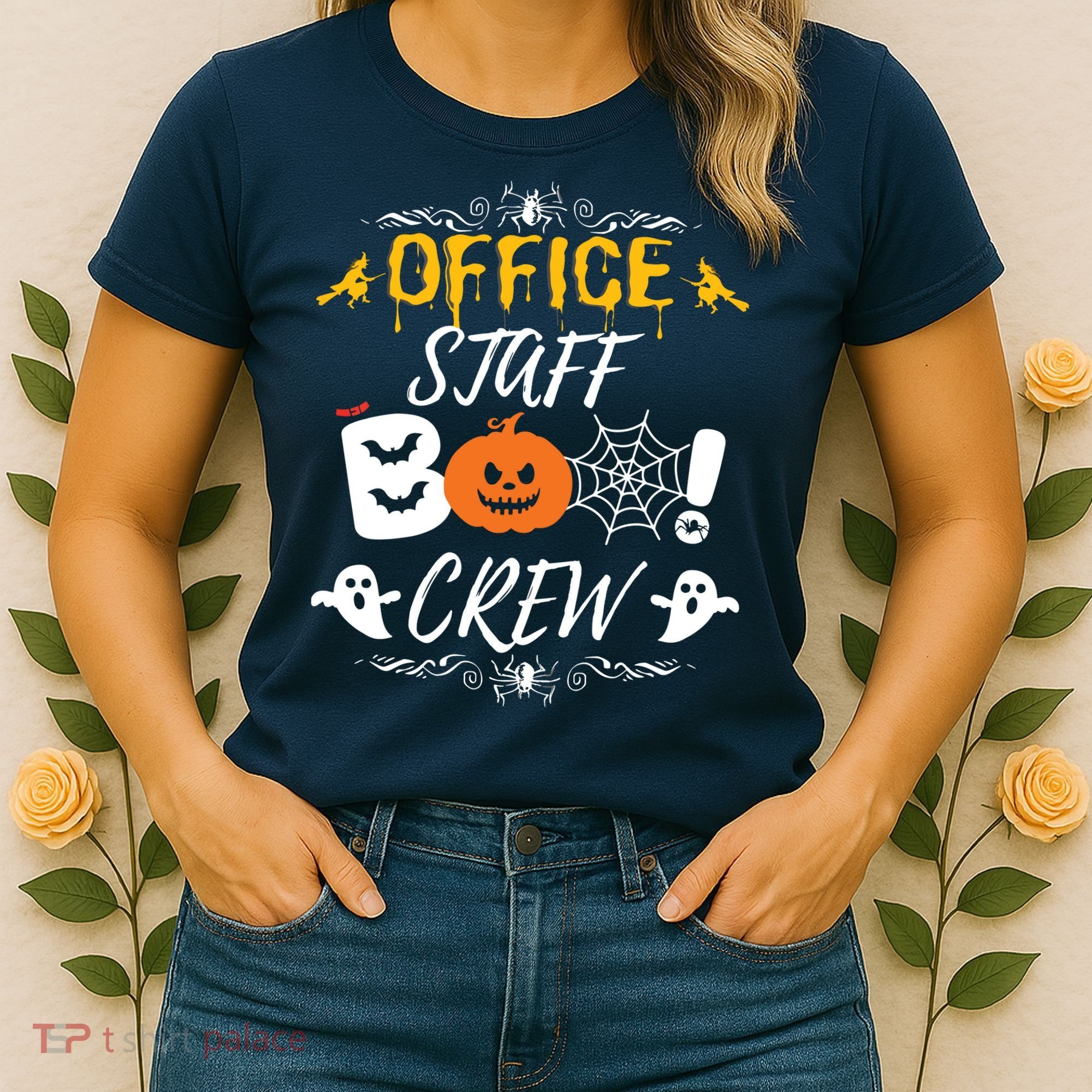 Office Staff Boo Crew Funny Halloween Matching Costume Women's T-Shirt