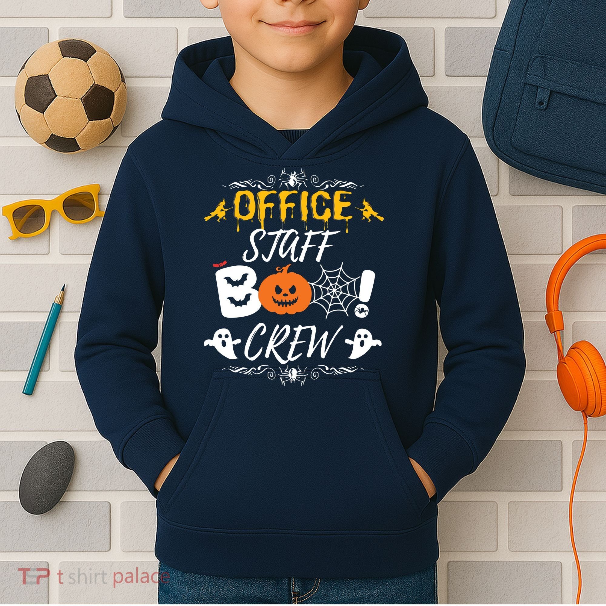 Office Staff Boo Crew Funny Halloween Matching Costume Kids Hoodie
