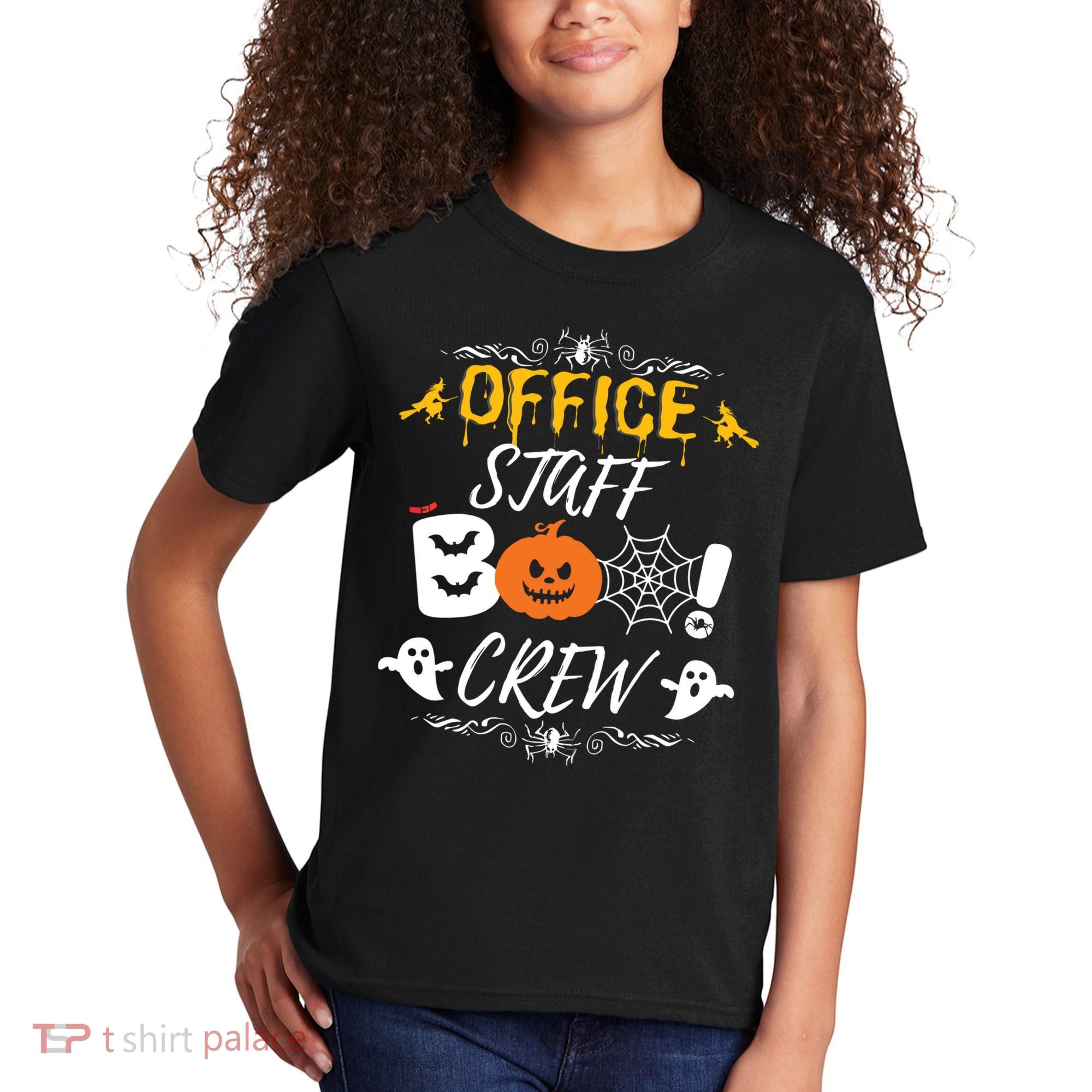 Office Staff Boo Crew Funny Halloween Matching Costume Kids T-Shirt