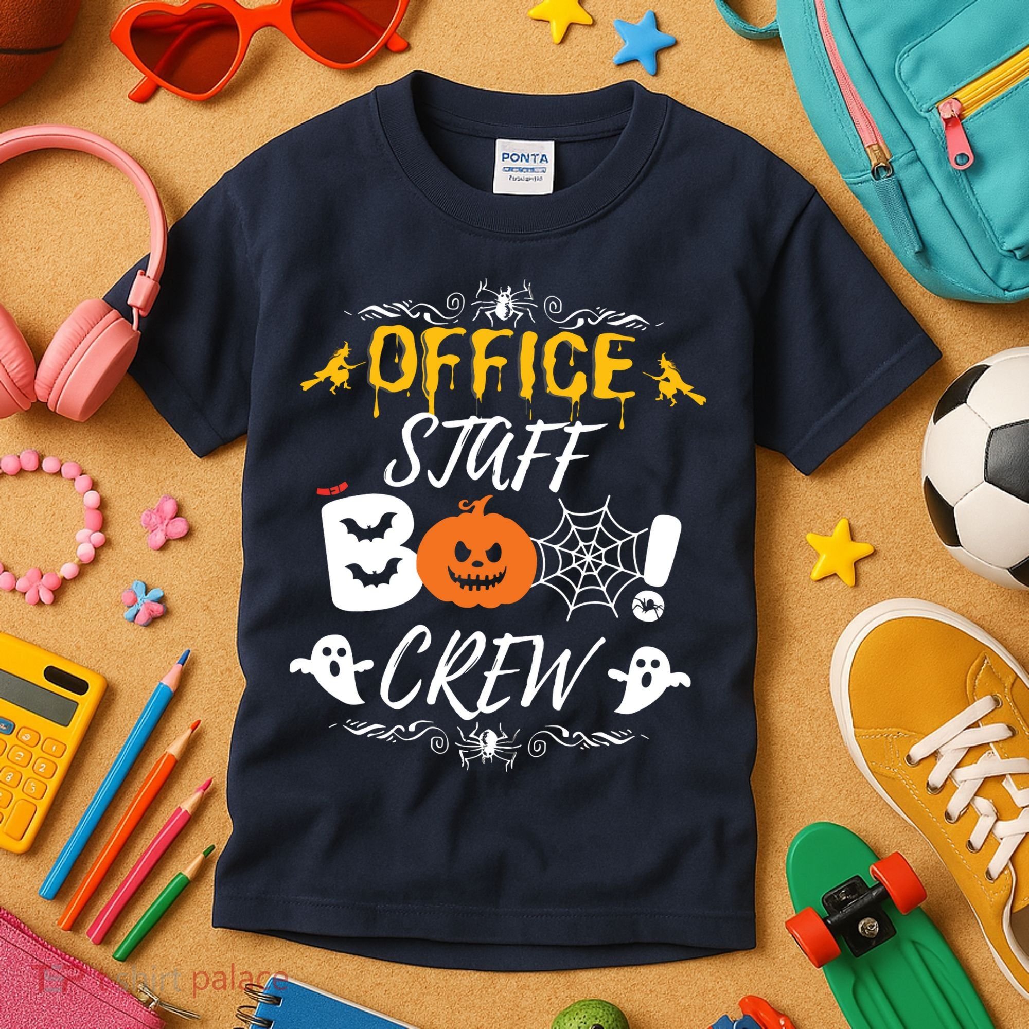 Office Staff Boo Crew Funny Halloween Matching Costume Kids T-Shirt