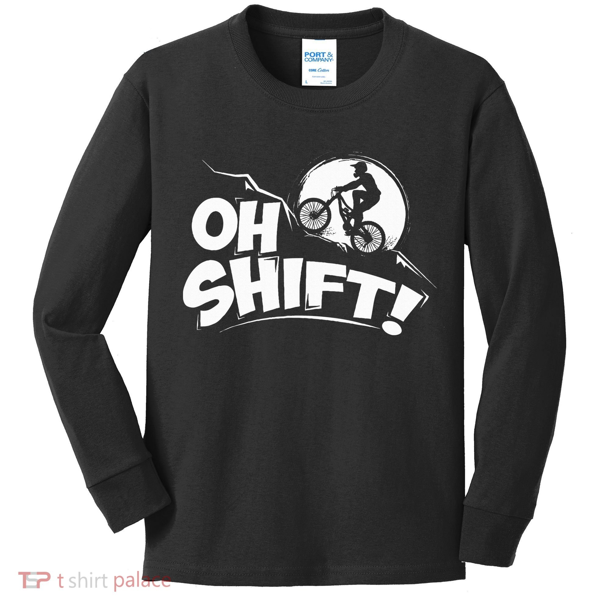 Oh Shift! Bicycle Gift For Bike Riders & Cyclists Kids Long Sleeve Shirt