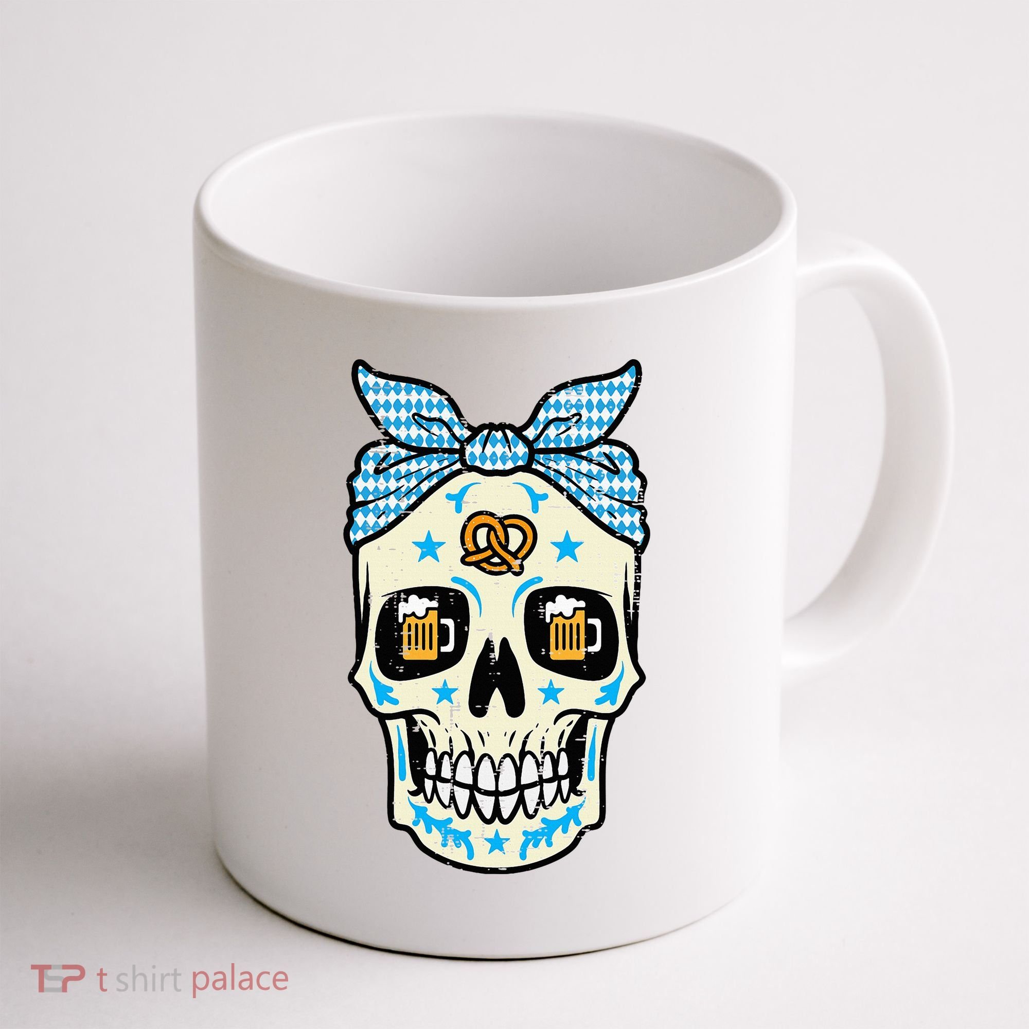Oktoberfest Skull Bandana German Bavarian Festival Mom Coffee Mug
