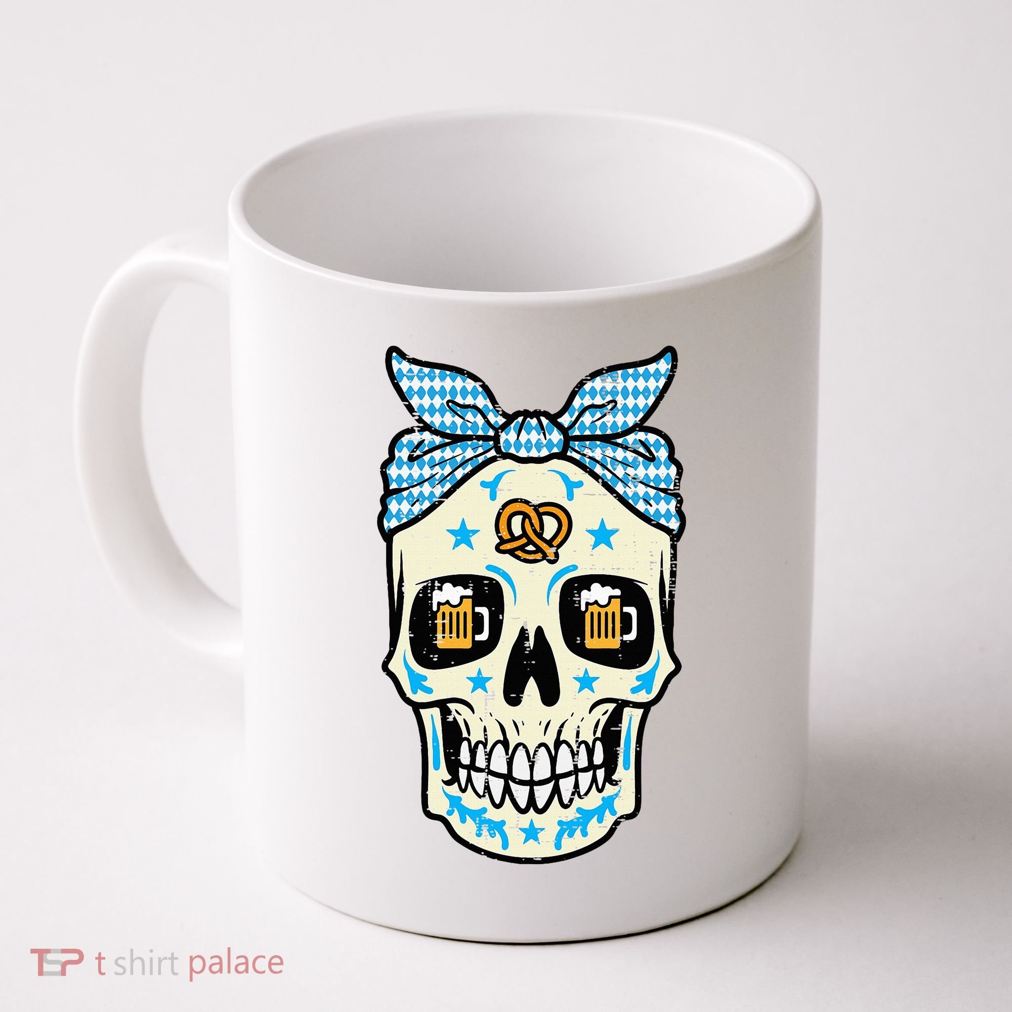 Oktoberfest Skull Bandana German Bavarian Festival Mom Coffee Mug