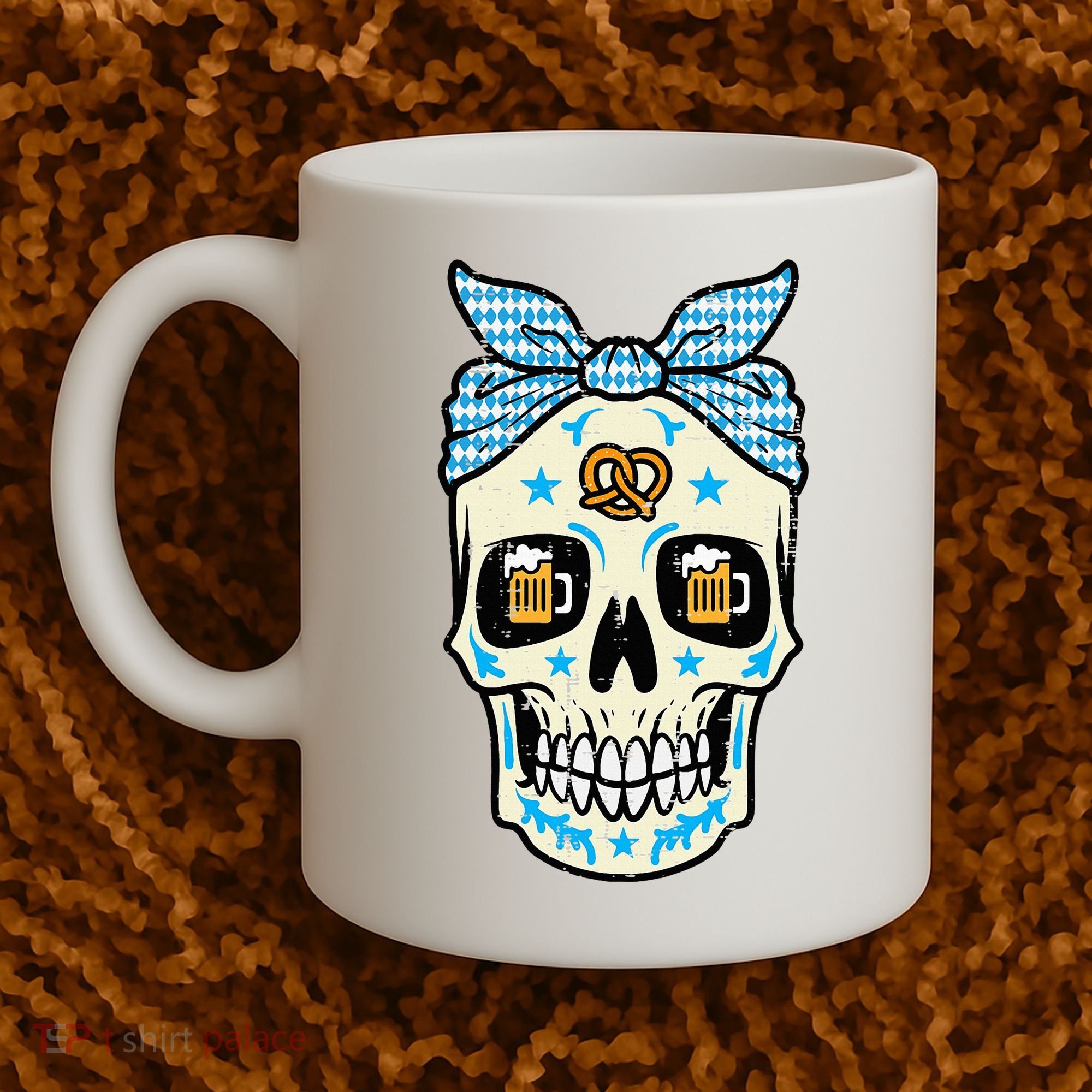 Oktoberfest Skull Bandana German Bavarian Festival Mom Coffee Mug